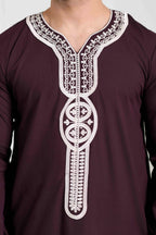 Black Moroccan Embroidered Full Sleeve Jubba