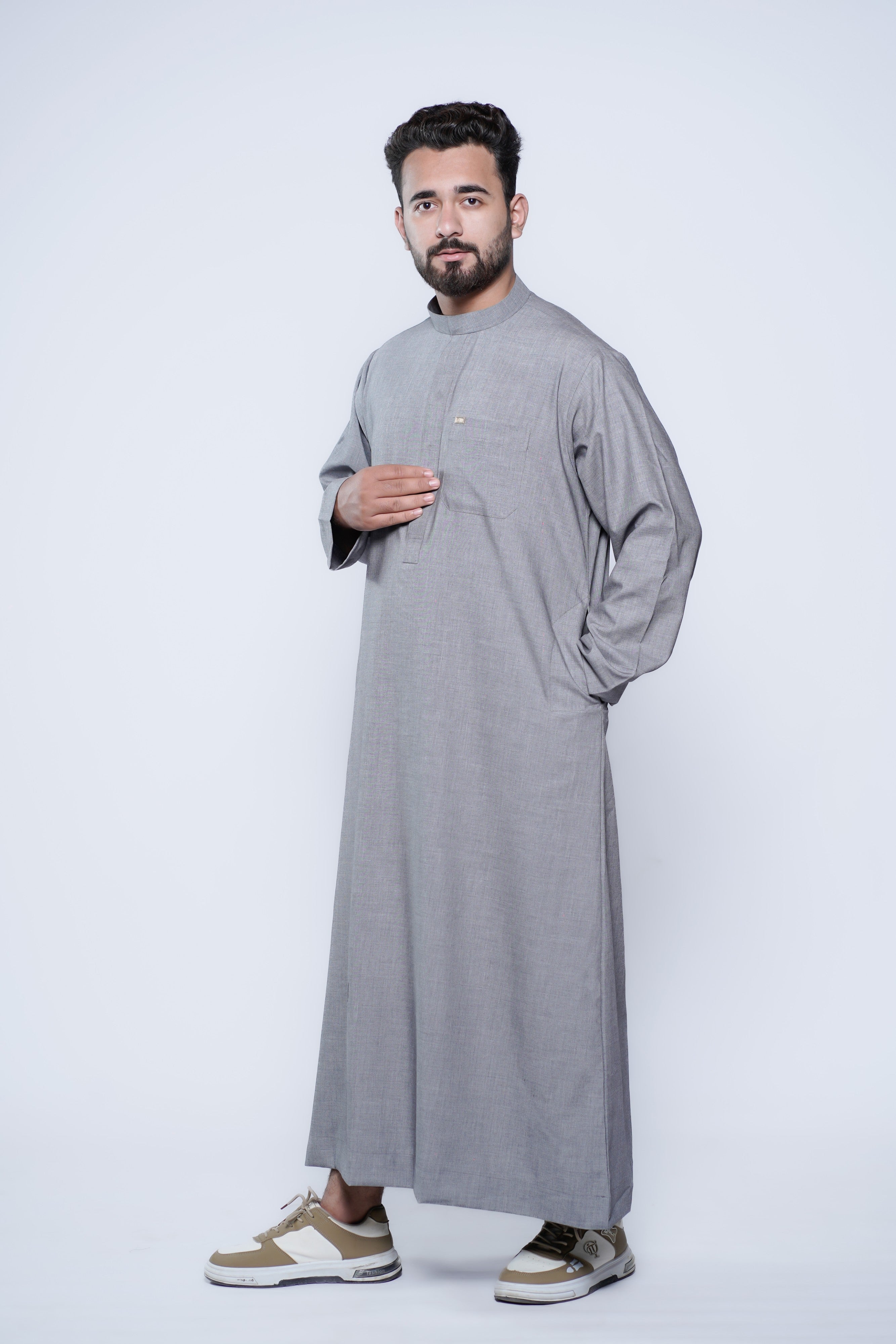 Omani Band Collar Jubba With Buttons