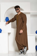 Black Moroccan Embroidered Full Sleeve Jubba