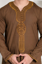 Black Moroccan Embroidered Full Sleeve Jubba