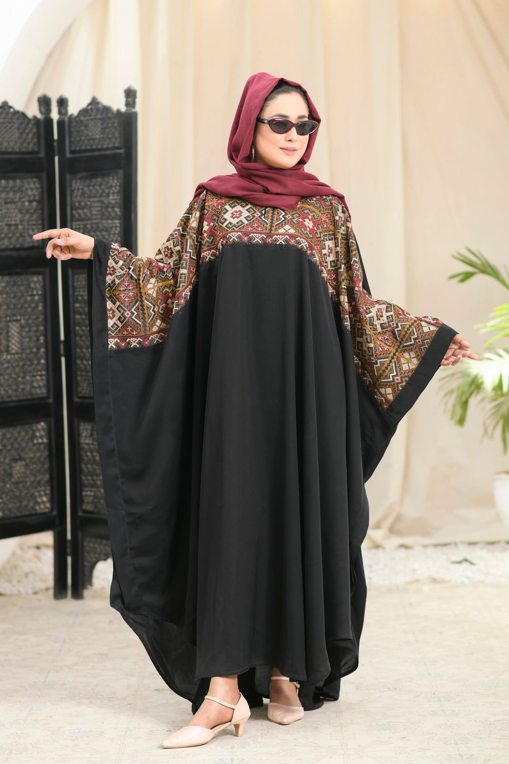 Black Embroidered Kaftan