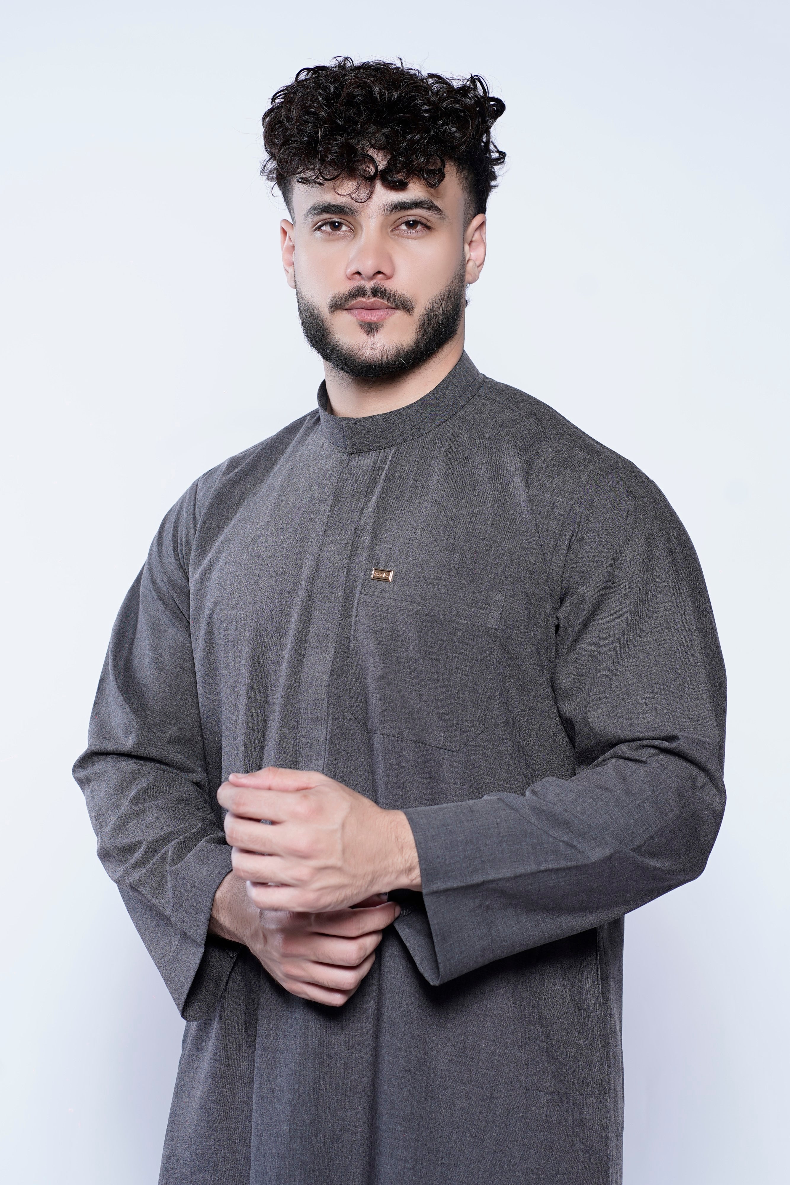 Omani Band Collar Jubba With Buttons