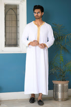 White Omani Jubba with Gold Embroidery
