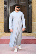 Beige Omani Long Sleeve Jubba Beaded Details