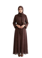 Women's Embellished Abaya with Floral Laces Belt