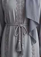 Women's Embellished Abaya with Floral Laces Belt