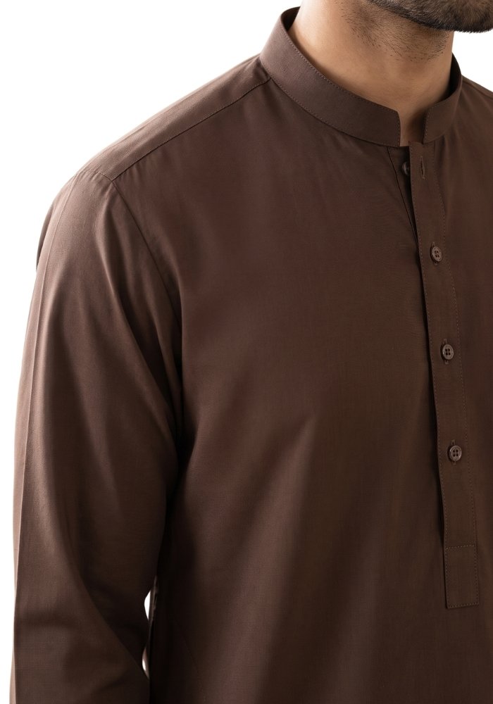 Men's Elegant Brown Two Piece Shalwar Kameez Set