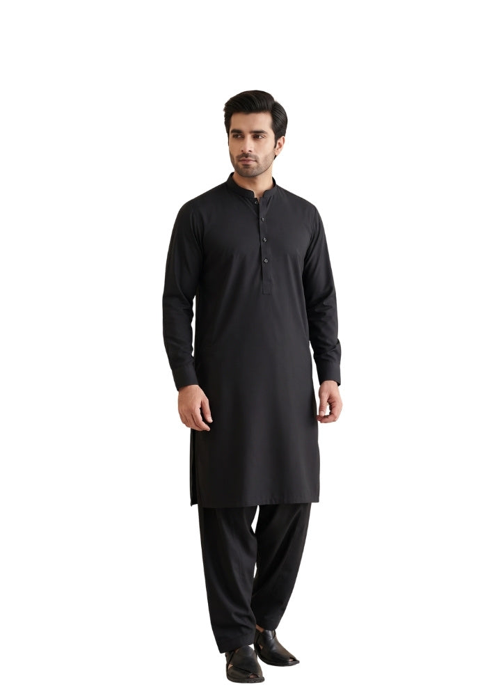 Mens Traditional Black Two Piece Shalwar Kameez
