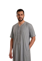 Half Sleeves Moroccan Thobes For Men -Dark Grey