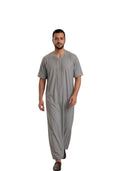 Half Sleeves Moroccan Thobes For Men -Dark Grey