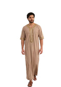 Half Sleeves Moroccan Thobes For Men -Beige