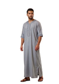 Half Sleeves Moroccan Thobes For Men -Light Grey