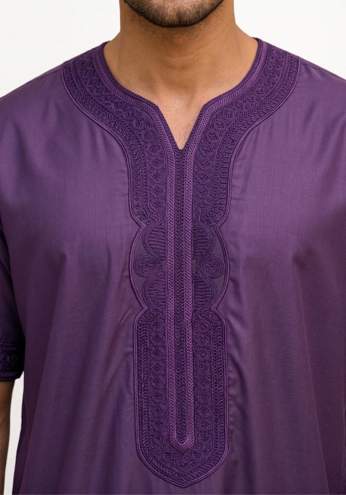 Half Sleeves Moroccan Thobes For Men -Purple
