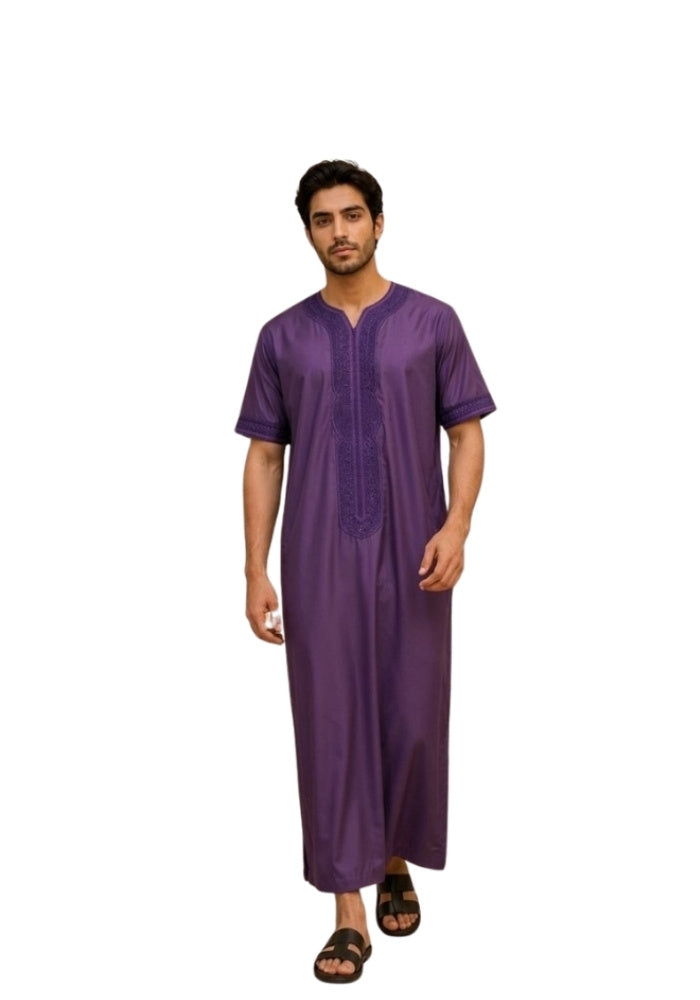 Half Sleeves Moroccan Thobes For Men -Purple