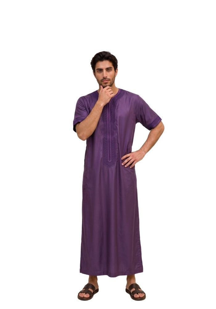 Half Sleeves Moroccan Thobes For Men -Purple
