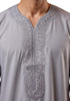 Half Sleeves Moroccan Thobes For Men -Light Grey