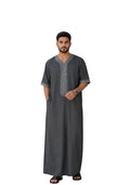 Charcoal Grey Half Sleeves Moroccan Thobe For Men