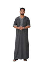 Charcoal Grey Half Sleeves Moroccan Thobe For Men