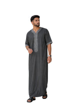 Charcoal Grey Half Sleeves Moroccan Thobe For Men