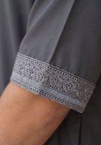 Charcoal Grey Half Sleeves Moroccan Thobe For Men