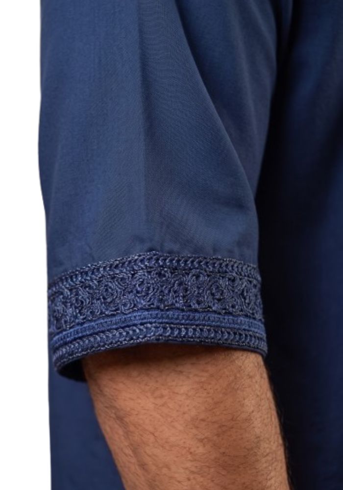 Half Sleeves Moroccan Thobes For Men -Blue