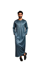 Mens Shiny Emirati / Omani Thobe -Teal Blue