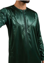 Mens Shiny Emarati / Omani Thobe -Green