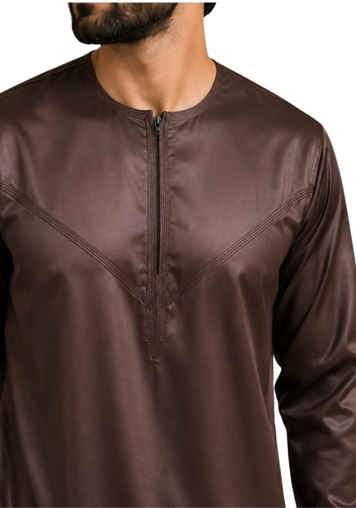 Mens Shiny Emarati / Omani Thobe -Brown
