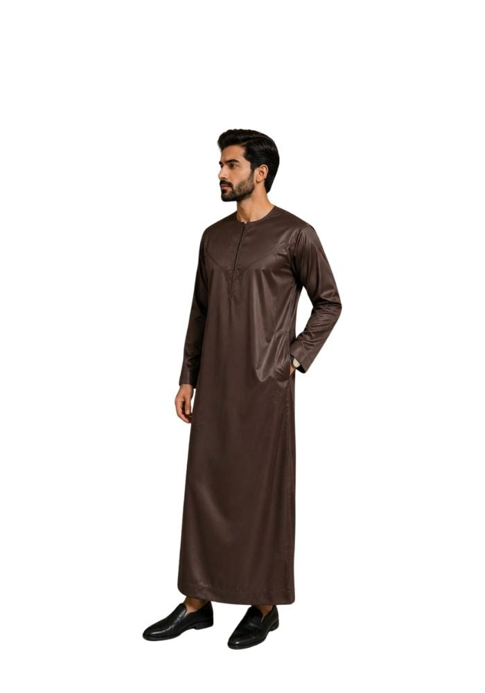Mens Shiny Emarati / Omani Thobe -Brown