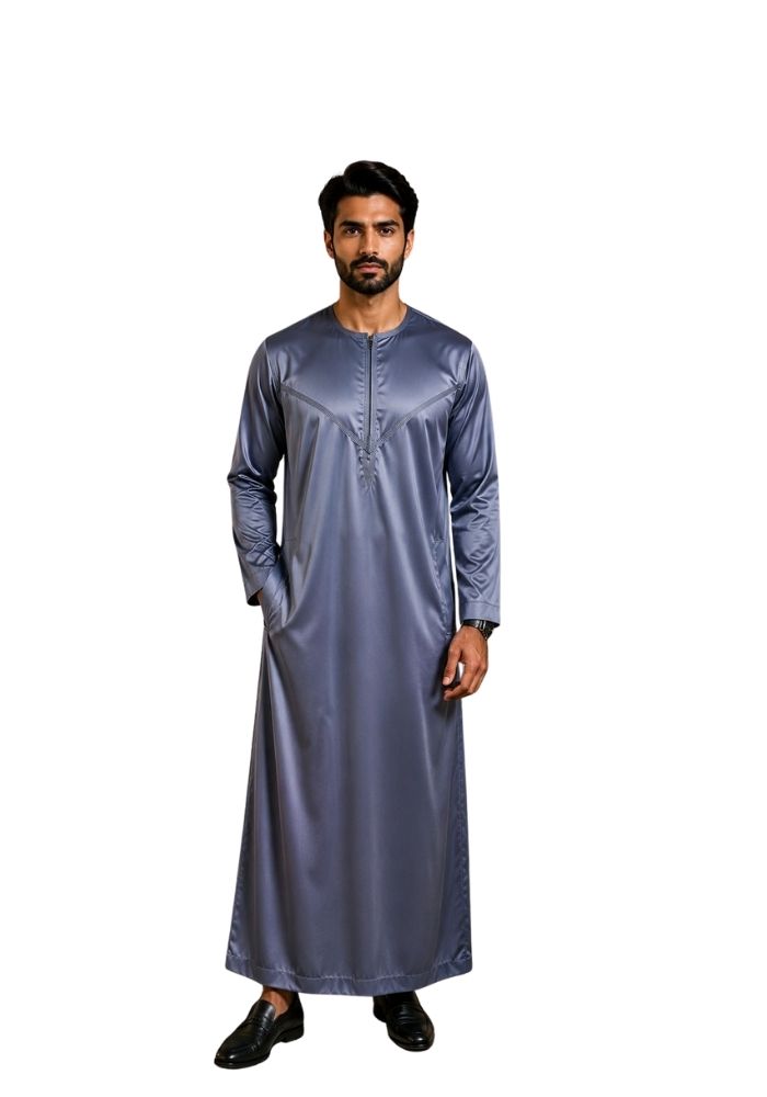 Mens Shiny Emarati / Omani Thobe -Blue