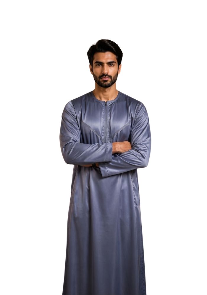Mens Shiny Emarati / Omani Thobe -Blue