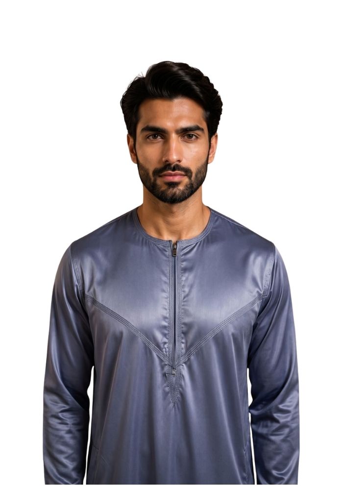 Mens Shiny Emarati / Omani Thobe -Blue