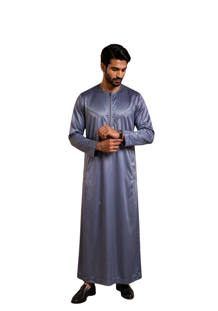 Mens Shiny Emarati / Omani Thobe -Blue
