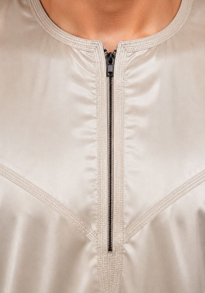 Mens Shiny Emirati / Omani Thobe -Beige