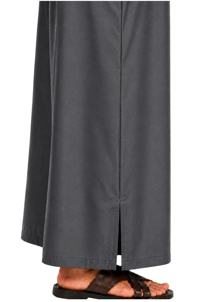 Charcoal Grey Half Sleeves Moroccan Thobe For Men