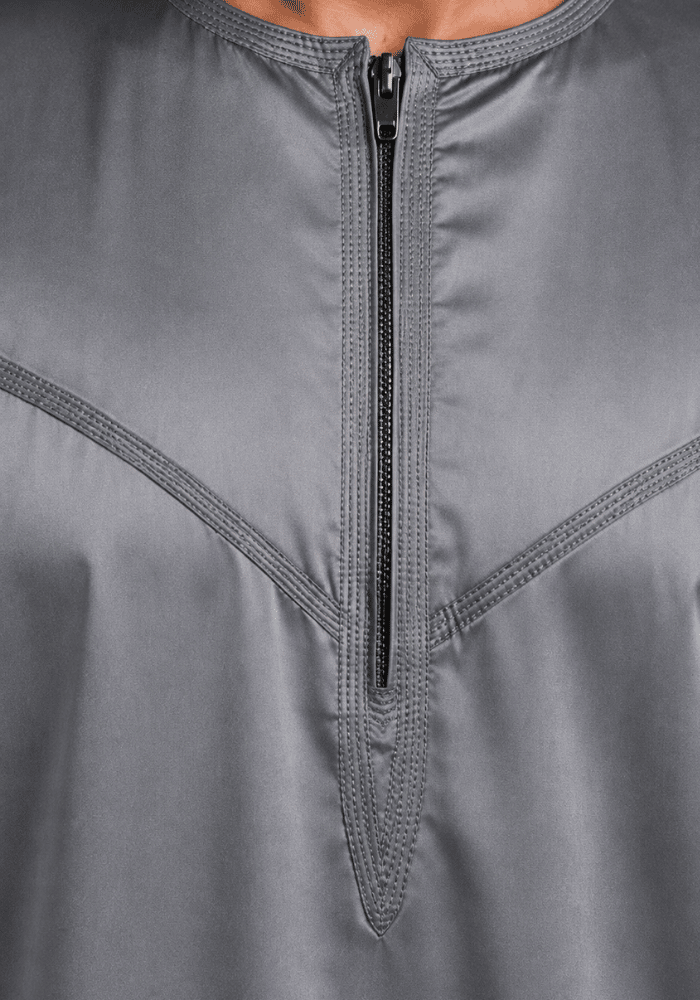 Mens Shiny Emarati / Omani Thobe -Grey