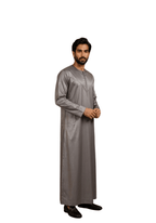 Mens Shiny Emarati / Omani Thobe -Grey
