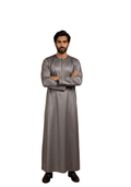 Mens Shiny Emarati / Omani Thobe -Grey