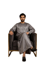 Mens Shiny Emarati / Omani Thobe -Grey