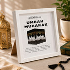Umrah Mubarak Kaaba Typography White Frame