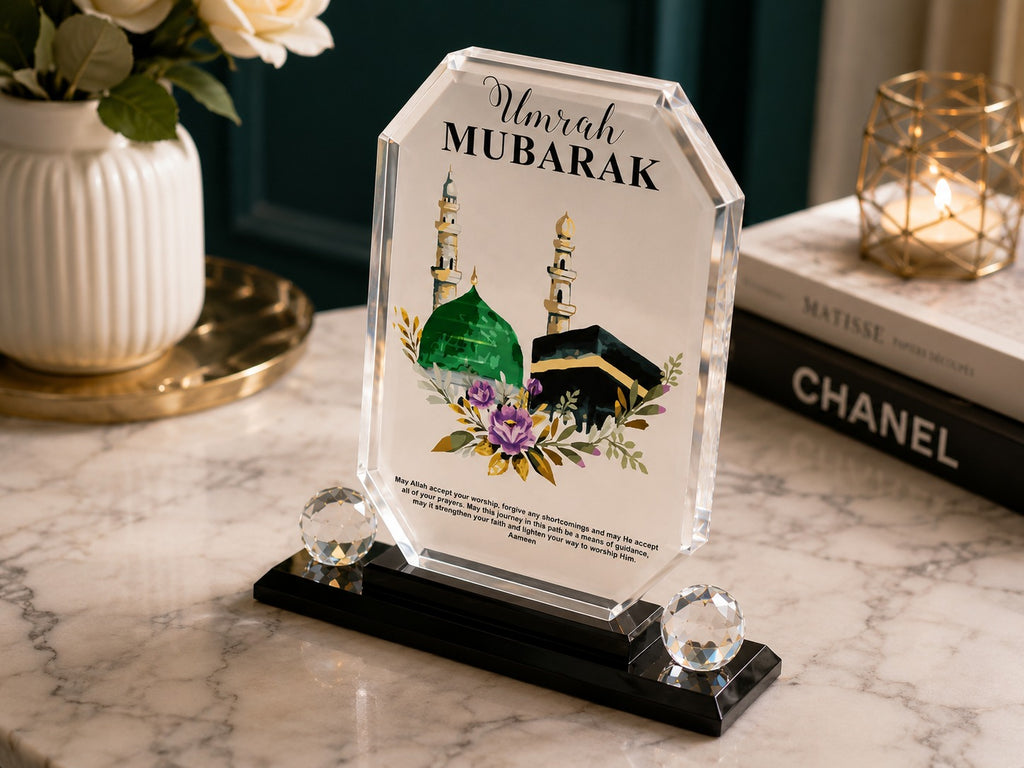 Islamic Umrah Mubarak Crystal Display Plaque Gift