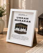 Umrah Mubarak Kaaba Typography White Frame