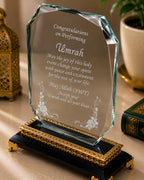 Personalised Umrah Mubarak Crystal Plaque Gift