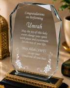 Personalised Umrah Mubarak Crystal Plaque Gift