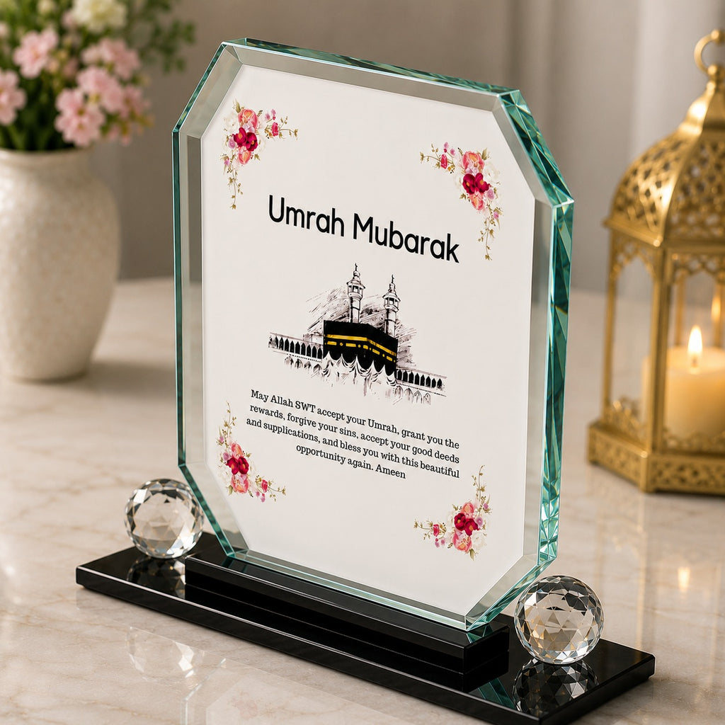 Umrah Mubarak Mirror Glass Frame Gift for Loved Ones
