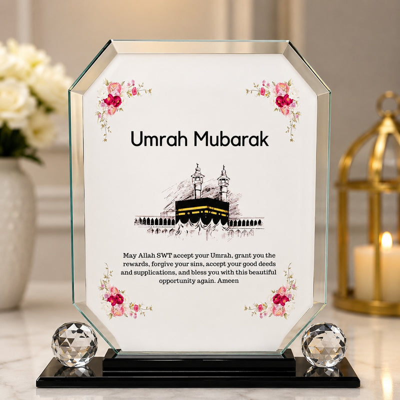 Umrah Mubarak Mirror Glass Frame Gift for Loved Ones