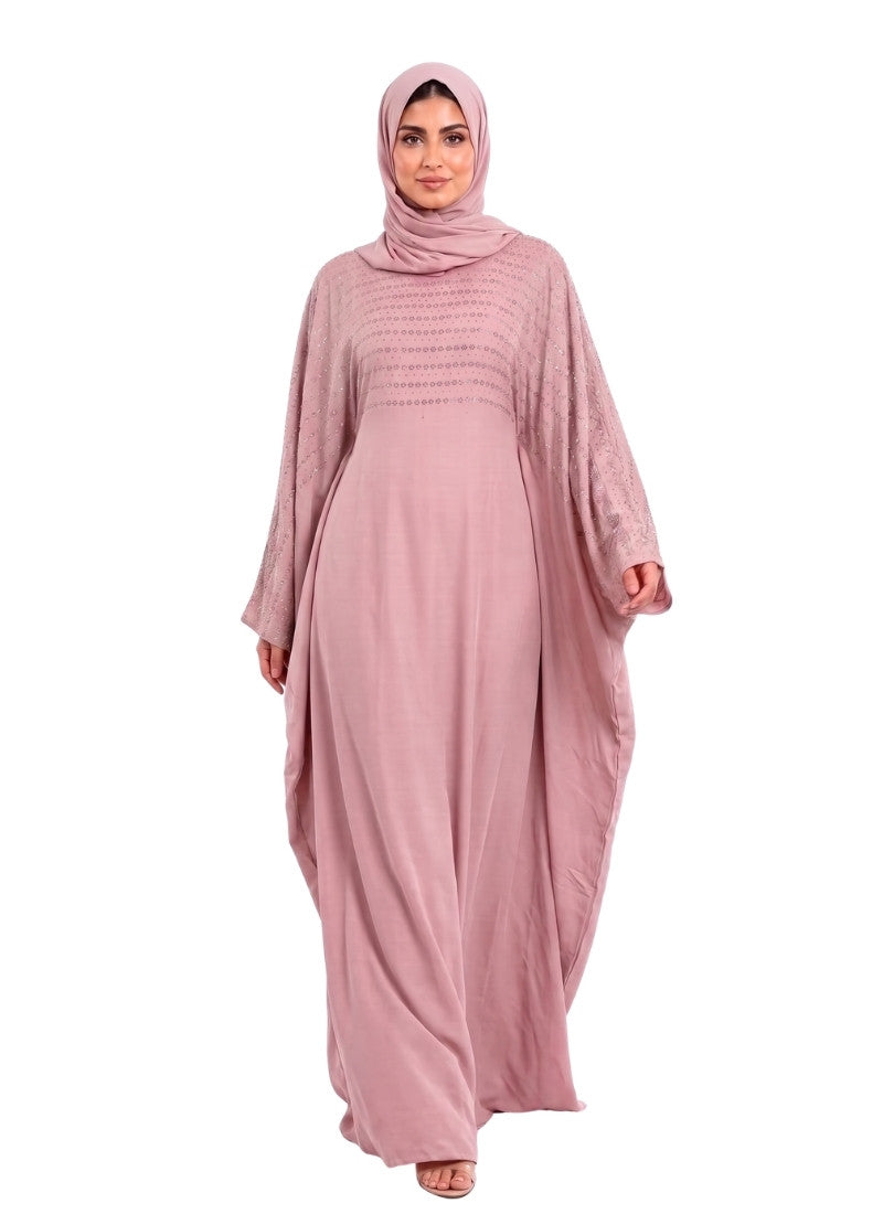 Women's Embellished Kaftan Abaya with Butterfly Sleeves