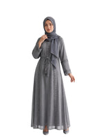 Women's Embellished Abaya with Floral Laces Belt