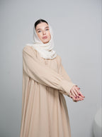 Beige Button Abaya