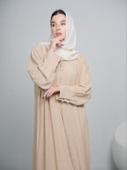 Beige Button Abaya